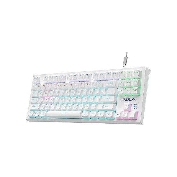 Teclado Gamer Branco Mecânico 80% Jogos Led Rgb Switch Brown