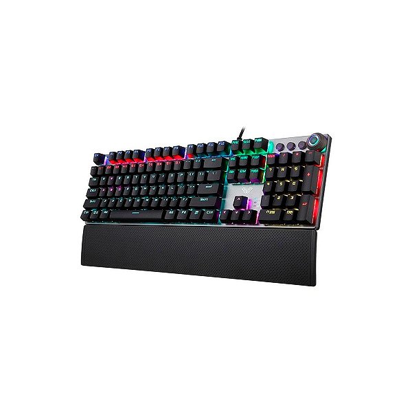 Teclado Gamer Mecanico Aula 100% Switch Blue Led Rainbow