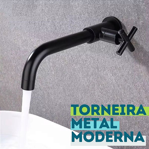Torneira Parede Manopla Cruzeta PRETO - Modelo Izy