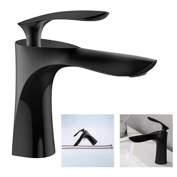 Torneira Misturador Bancada - Modelo Twister - Preto