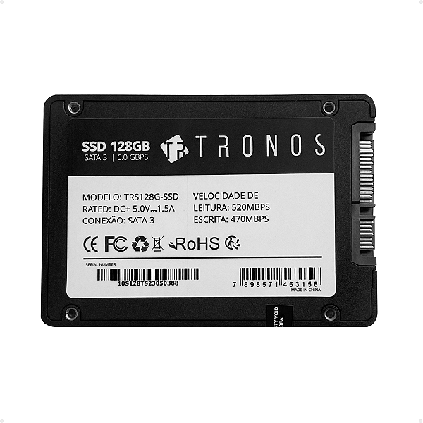 HD SSD SATA3 128GB TRS128G-SSD 2.5 3D NAND TLC - SMI 2258XT - Tronos -  Garantia e qualidade até para os mais exigentes!