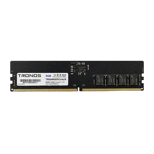 Memória RAM 8GB DDR5 5600MHz Tronos CL46 1.1V Desktop – TR55600D5CL46/8