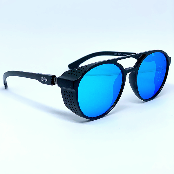 ÓCULOS DE SOL TOKYO - PRETO FOSCO C/ AZUL ESPELHADO