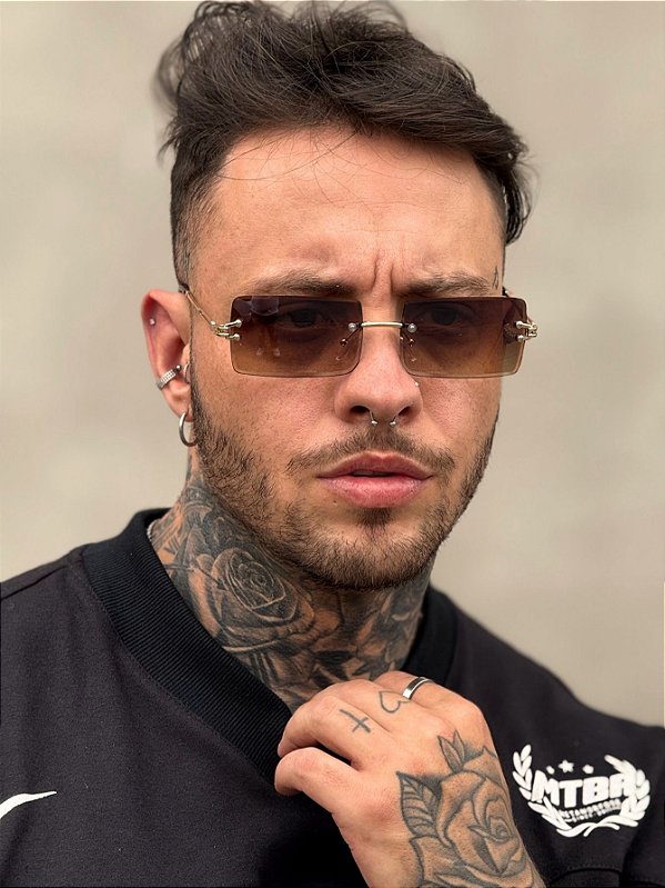 ÓCULOS DE SOL TEXAS - MARROM DEGRADÊ COM DOURADO