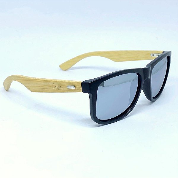 ÓCULOS DE SOL SAN BERNARDINO POLARIZADO - PRATA ESPELHADO COM BAMBU