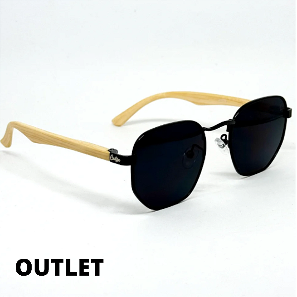 OUTLET - ÓCULOS DE SOL HAWAI - PRETO COM HASTE CLARA (Pequenas Avarias)