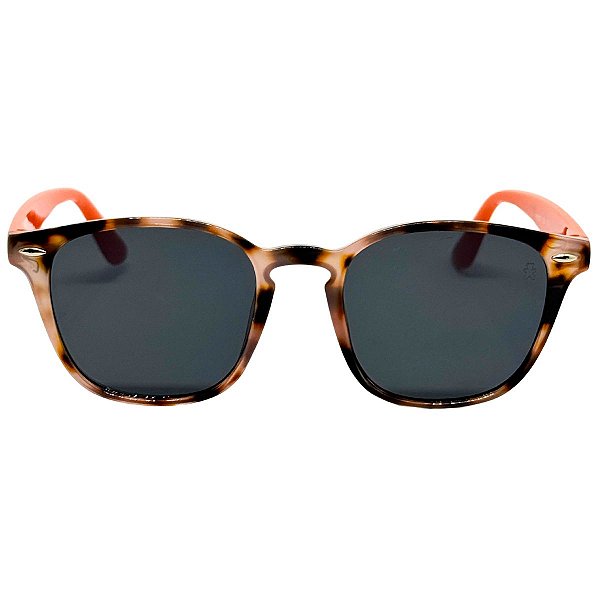 ÓCULOS DE SOL SUMMER - ANIMAL PRINT, HASTE LARANJA C/ PRETO