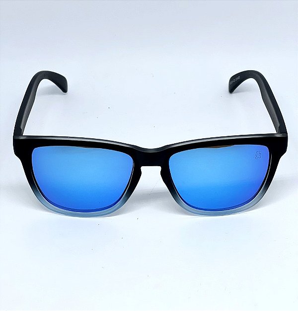 ÓCULOS DE SOL ESPORTIVO ZOOM POLARIZADO - PRETO DEGRADÊ C/ AZUL ESPELHADO