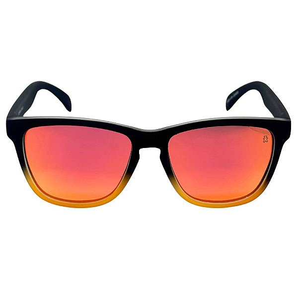 ÓCULOS DE SOL ESPORTIVO ZOOM POLARIZADO - PRETO DEGRADÊ C/ LARANJA ESPELHADO