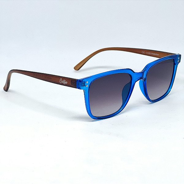 ÓCULOS DE SOL BULL - AZUL CLEAR C/ PRETO DEGRADÊ E HASTE MARROM