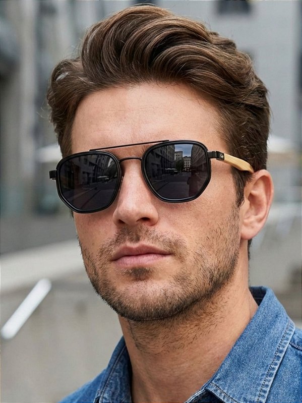 ÓCULOS DE SOL ARIZONA WOOD - PRETO COM BAMBOO CLARO