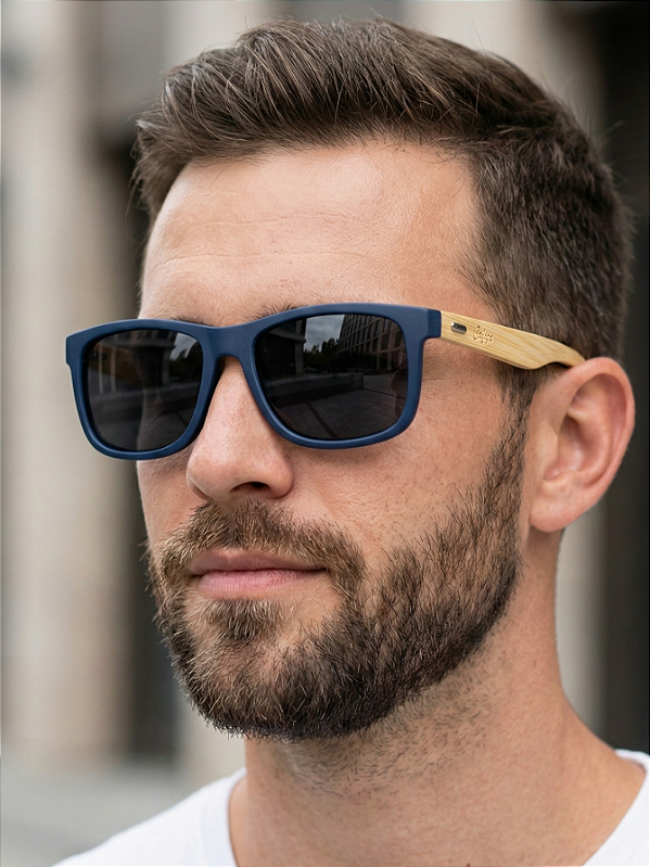 ÓCULOS DE SOL SAN BERNARDINO - AZUL MARINHO COM PRETO E BAMBU