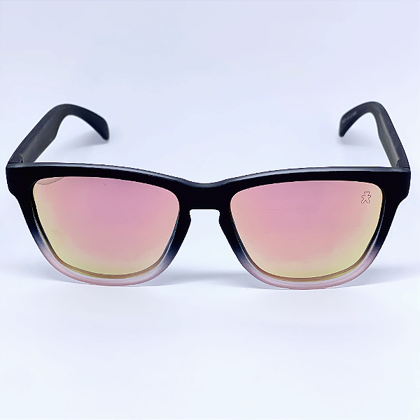 ÓCULOS DE SOL ESPORTIVO ZOOM POLARIZADO - PRETO DEGRADÊ C/ROSA ESPELHADO