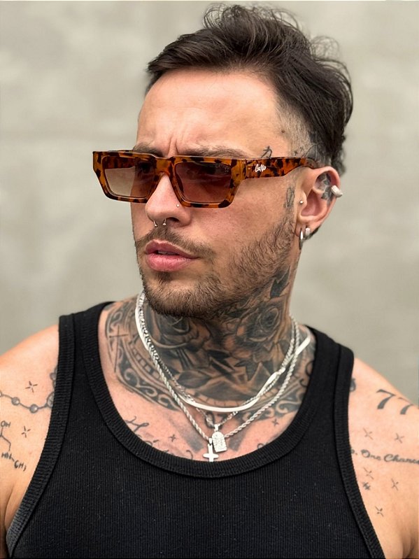 ÓCULOS DE SOL VINTAGE - ONÇA C/MARROM