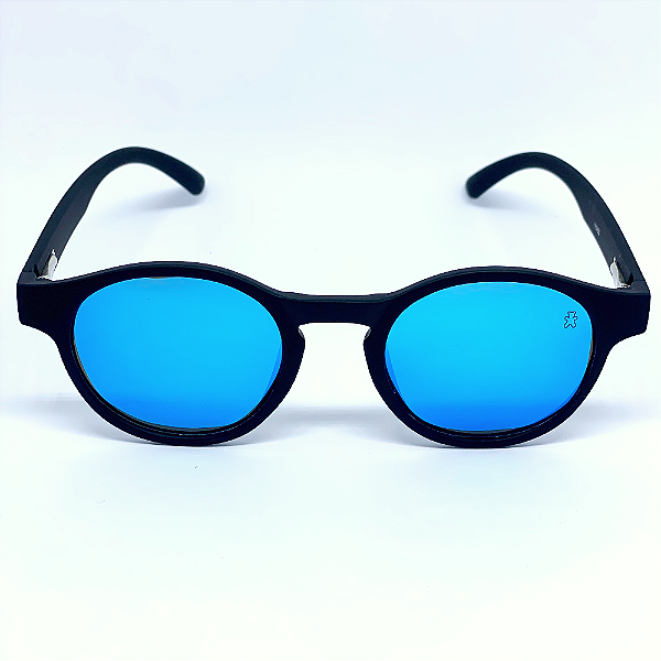 ÓCULOS DE SOL POLARIZADO CANCÚN - PRETO FOSCO C/ AZUL ESPELHADO
