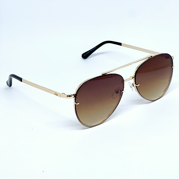ÓCULOS DE SOL AVIADOR FOX - MARROM DEGRADÊ C/ DOURADO