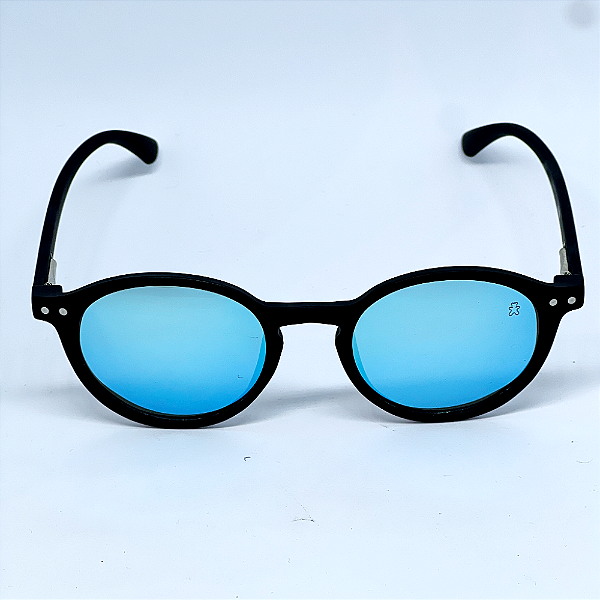 ÓCULOS DE SOL VIBES - PRETO C/ AZUL ESPELHADO  (unissex)