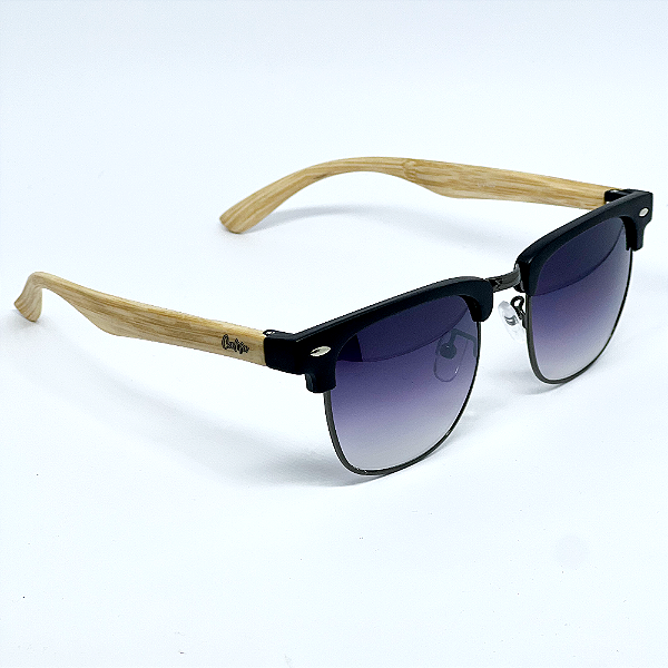 ÓCULOS DE SOL FRESNO WOOD - PRETO DEGRADÊ COM HASTE CLARA