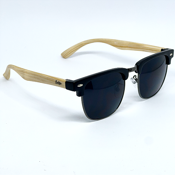 ÓCULOS DE SOL FRESNO WOOD - PRETO C/ HASTE CLARA