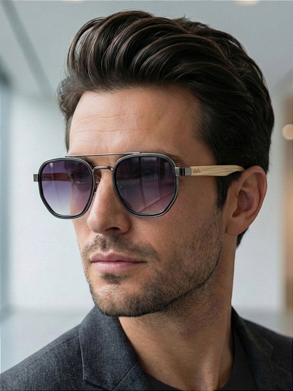 ÓCULOS DE SOL ARIZONA WOOD - PRETO DEGRADÊ C/ BAMBOO CLARO