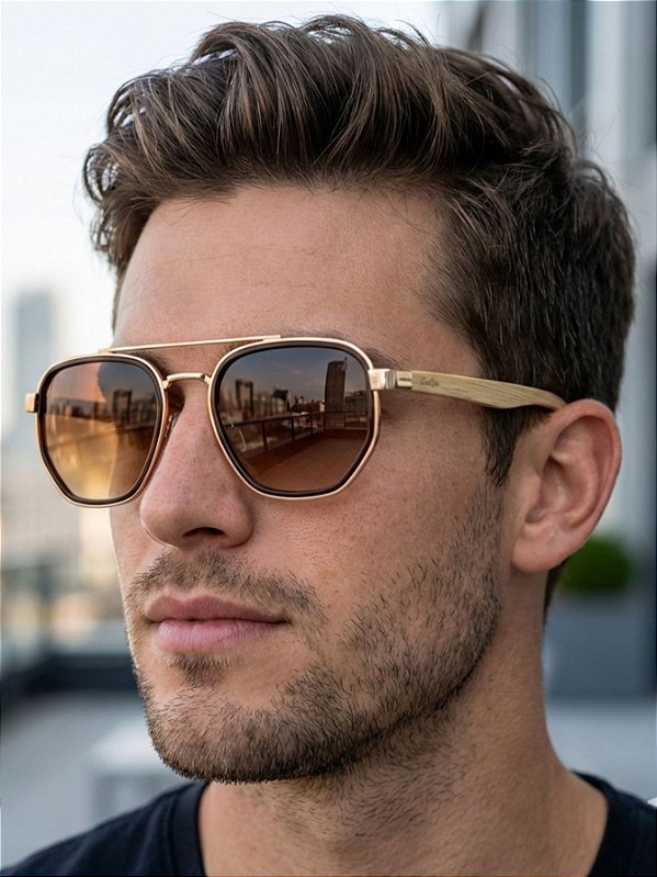 ÓCULOS DE SOL ARIZONA WOOD - MARROM DEGRADÊ C/ DE BAMBOO CLARO