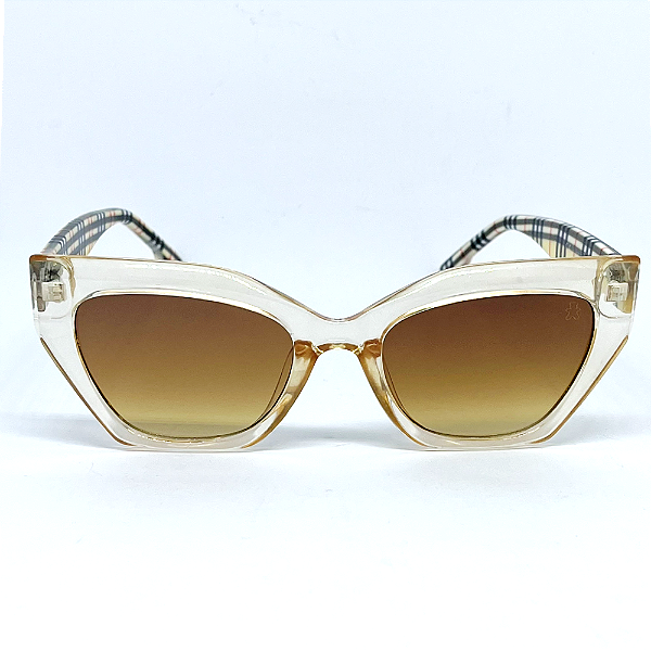 ÓCULOS DE SOL JULY - ROSÊ XADREZ C/ MARROM DEGRADÊ