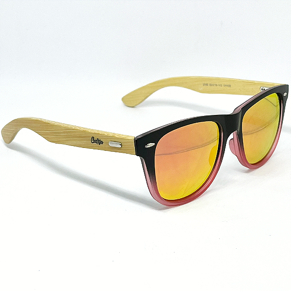 ÓCULOS DE SOL RIVIERA POLARIZADO - VERMELHO ESPELHADO COM BAMBU