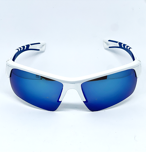 ÓCULOS ESPORTIVO LEWIS - BRANCO C/ AZUL ESPELHADO