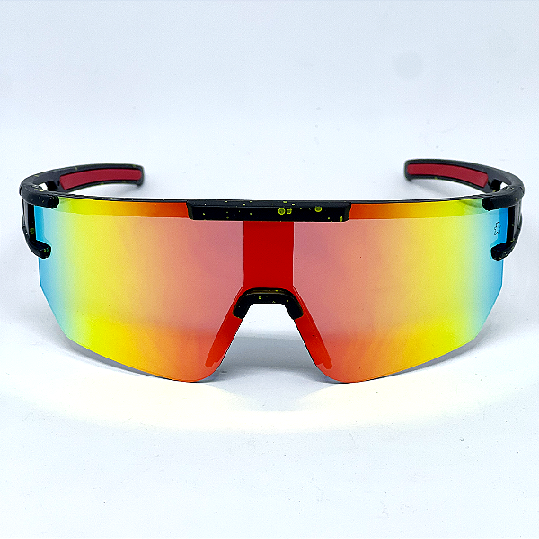 ÓCULOS DE SOL ESPORTIVO SNOW - PRETO C/ VERMELHO ESPELHADO