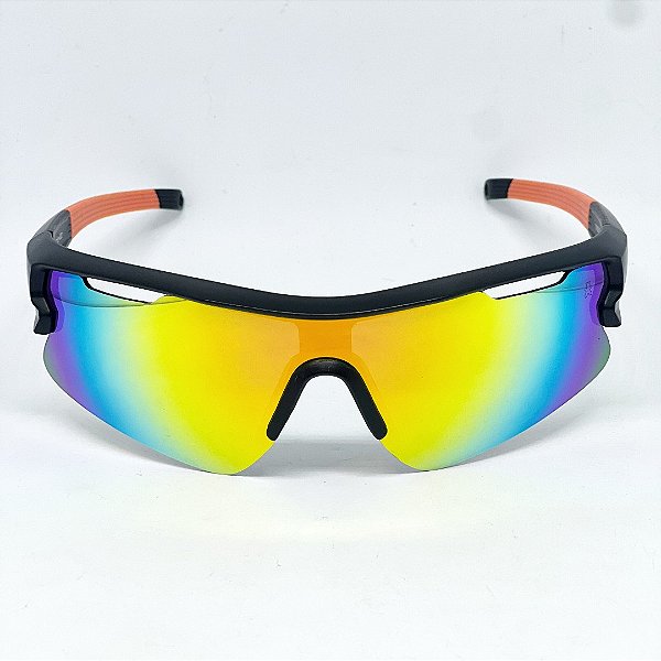 ÓCULOS DE SOL ESPORTIVO  MAX - LARANJA ESPELHADO COM PRETO