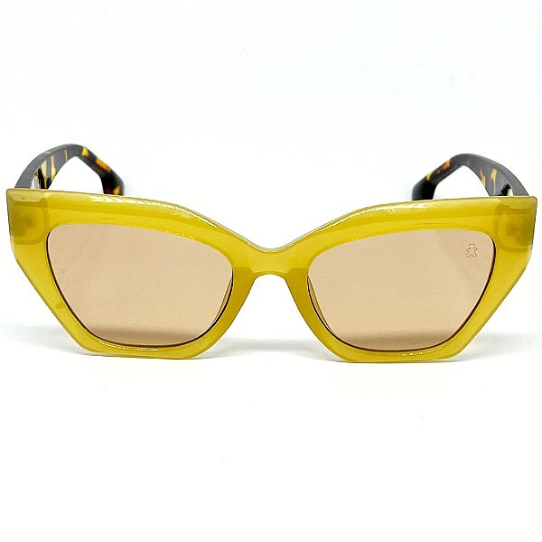 ÓCULOS DE SOL JULY - AMARELO CLEAR COM ANIMAL PRINT