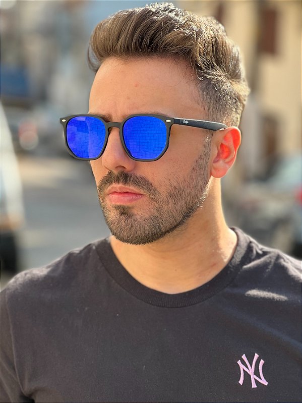 ÓCULOS DE SOL IPANEMA - PRETO FOSCO COM AZUL ESPELHADO