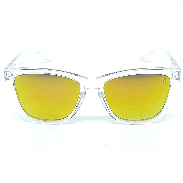 ÓCULOS DE SOL ESPORTIVO ZOOM - TRANSPARENTE COM LARANJA ESPELHADO