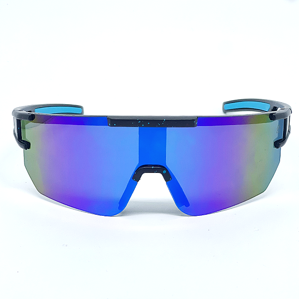 ÓCULOS DE SOL ESPORTIVO SNOW - PRETO PONTILHADO C/ AZUL ESPELHADO