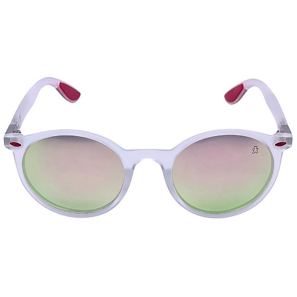 ÓCULOS DE SOL NAPOLI -  TRANSPARENTE FOSCO COM ROSE ESPELHADO C/ VERMELHO