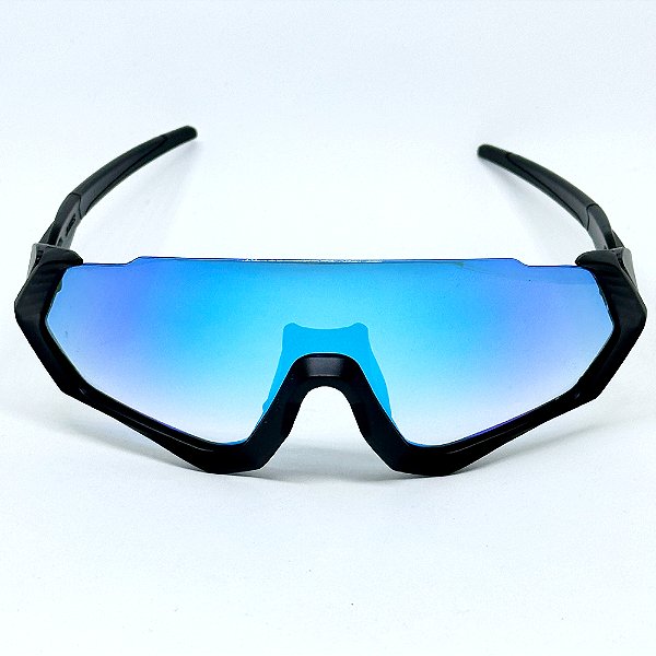 ÓCULOS DE SOL ESPORTIVO SPACE - PRETO COM AZUL ESPELHADO