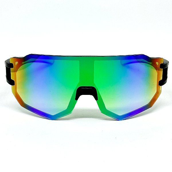 ÓCULOS DE SOL ESPORTIVO FLASH - PRETO COM CAMALEÃO ESPELHADO