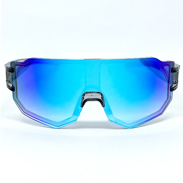 ÓCULOS DE SOL ESPORTIVO FLASH - FUMÊ COM AZUL ESPELHADO
