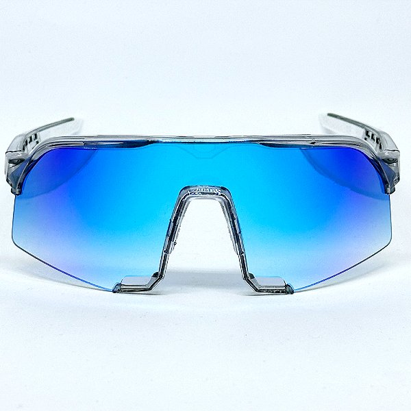 ÓCULOS DE SOL ESPORTIVO BOLT - FUMÊ COM AZUL ESPELHADO