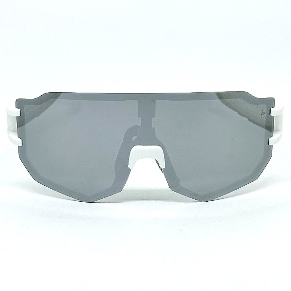 ÓCULOS DE SOL ESPORTIVO FLASH - BRANCO COM PRATA ESPELHADO