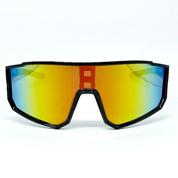 ÓCULOS DE SOL ESPORTIVO JET - PRETO COM LARANJA ESPELHADO