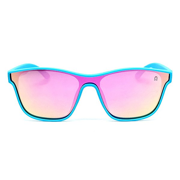 ÓCULOS DE SOL ESPORTIVO POLARIZADO BOSS - AZUL COM ROSA ESPELHADO