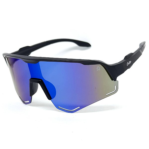 ÓCULOS DE SOL ESPORTIVO STORM - PRETO FOSCO COM AZUL ESPELHADO