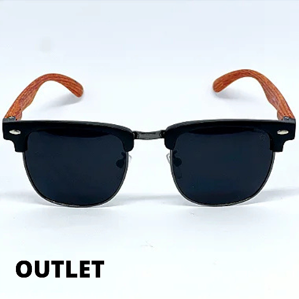 ÓCULOS FRESNO WOOD PRETO COM HASTE VERMELHA OUTLET (Pequenas Avarias)