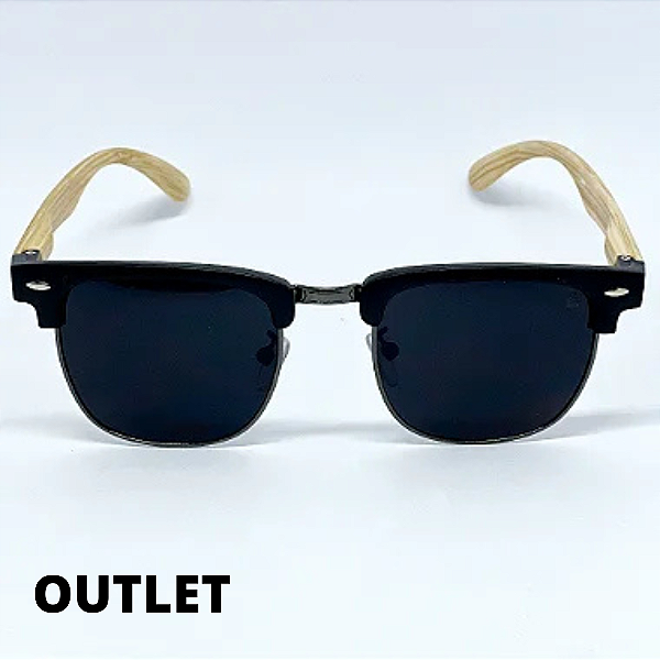 ÓCULOS FRESNO WOOD PRETO COM HASTE CLARA OUTLET (Pequenas Avarias)