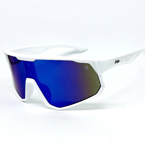 Óculos de Sol Esportivo Jet 2.0 - Branco c/ Azul