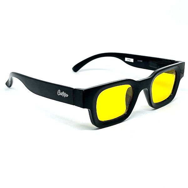 ÓCULOS DE SOL DETROIT - PRETO COM LENTE AMARELO