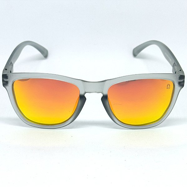 ÓCULOS DE SOL ESPORTIVO POLARIZADO ZOOM - CINZA COM LARANJA ESPELHADO