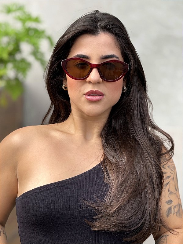 ÓCULOS DE SOL JENY - VERMELHO COM MARROM