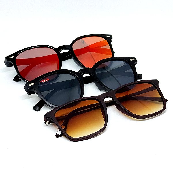 KIT 3 ÓCULOS DE SOL CASUAL QUADRADO 2.0
